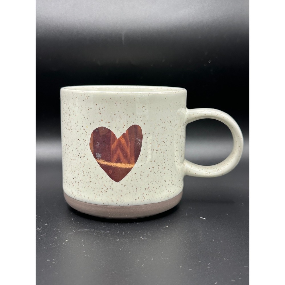 Starbucks 2017 Speckled Ceramic Heart Mug Copper Metallic 12oz Cream Taupe